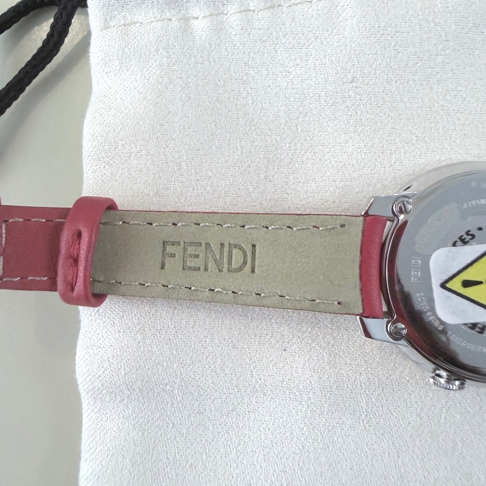 Fendi Run Away Watch 28mm Stainless Steel Red Leather Strap NEW - Picture 6 of 12